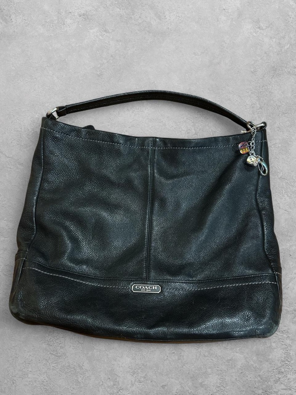 Coach Black Pebbled Leather Shoulder Hobo Bag - Picture 4 of 9